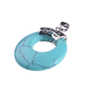 Pendentif en forme de pierre turquoise nouvelle arrivée ronde pour les femmes